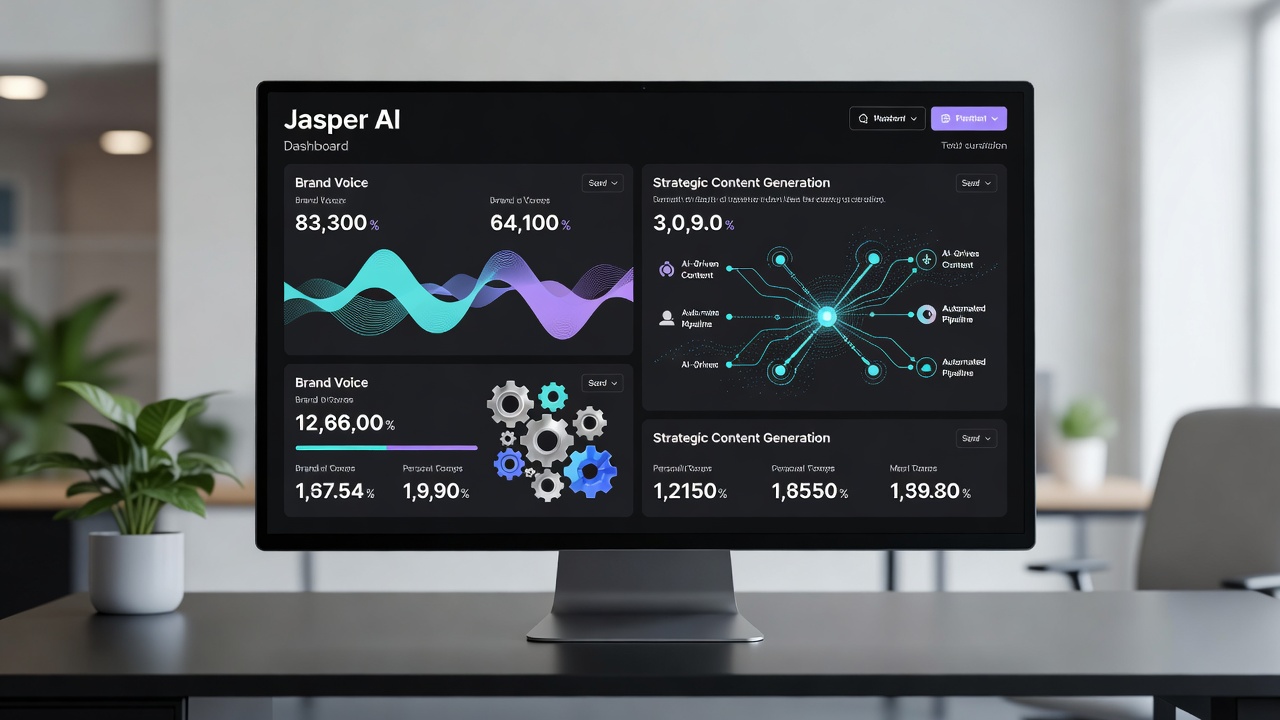 Jasper AI dashboard showing brand voice and strategic content generation