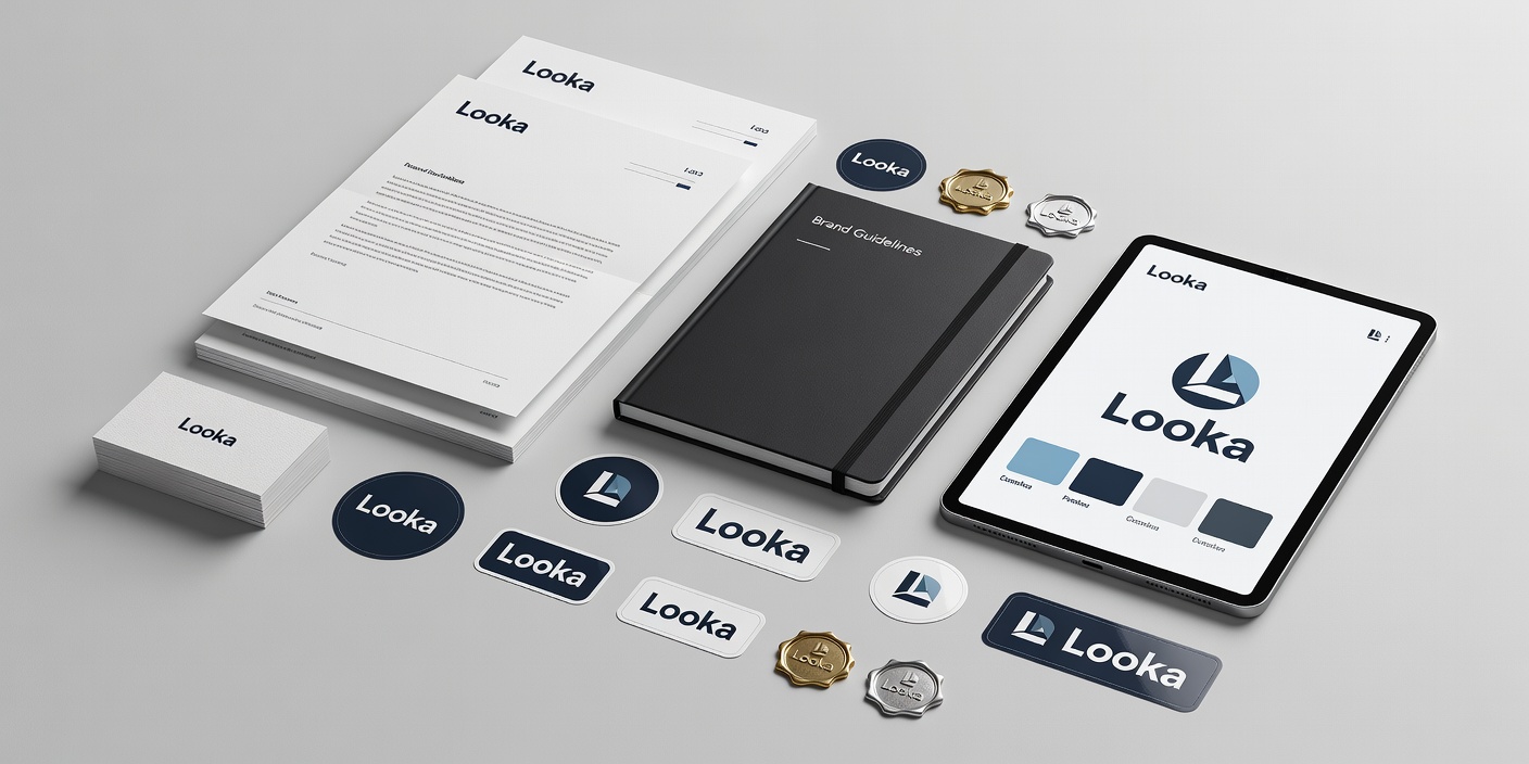 Looka design kit mockup displaying brand collateral